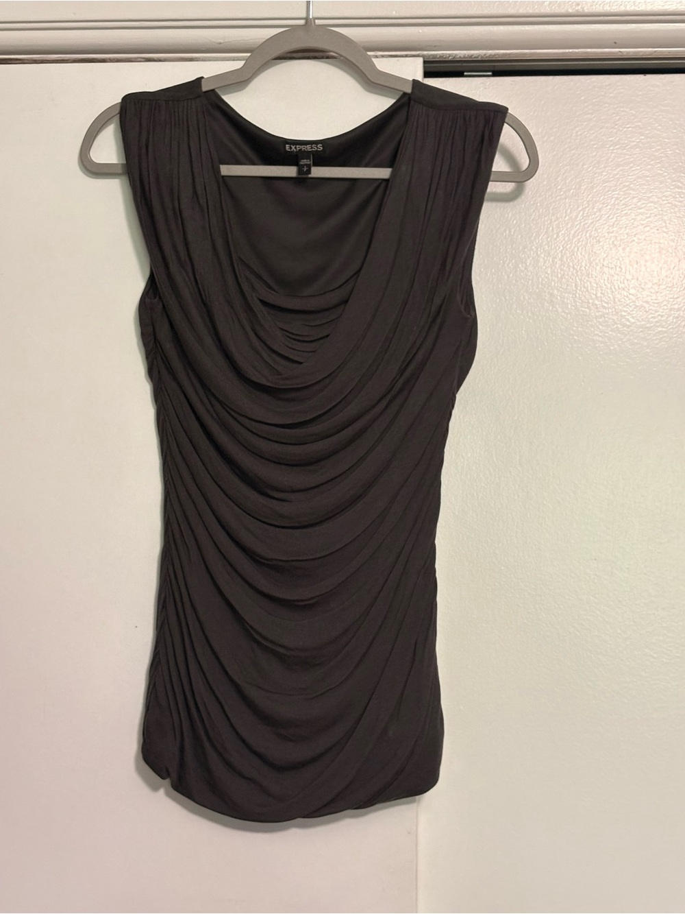 Express Black Draped Cowl Neck Sleeveless Top